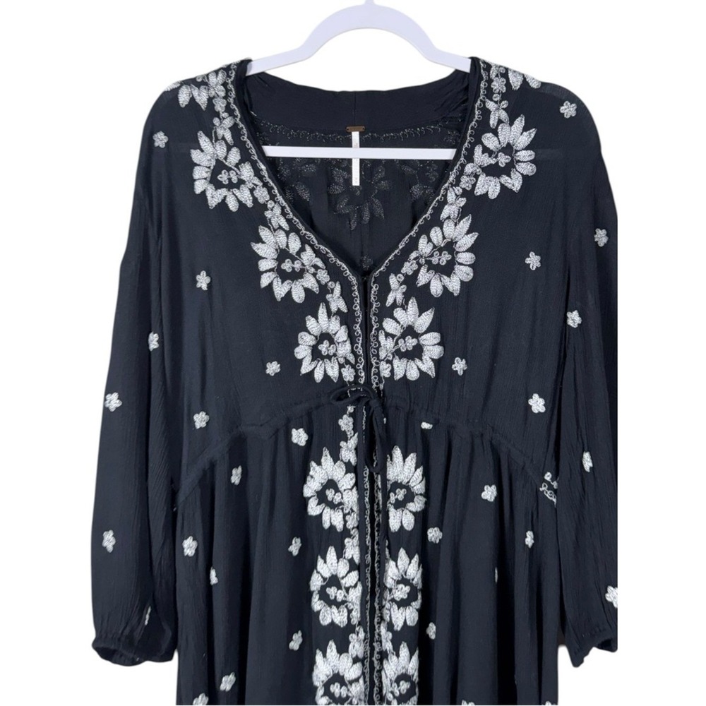 Free People Embroidered Maxi Dress Medium Bohemian Peasant Festival Cottage - Picture 9 of 9